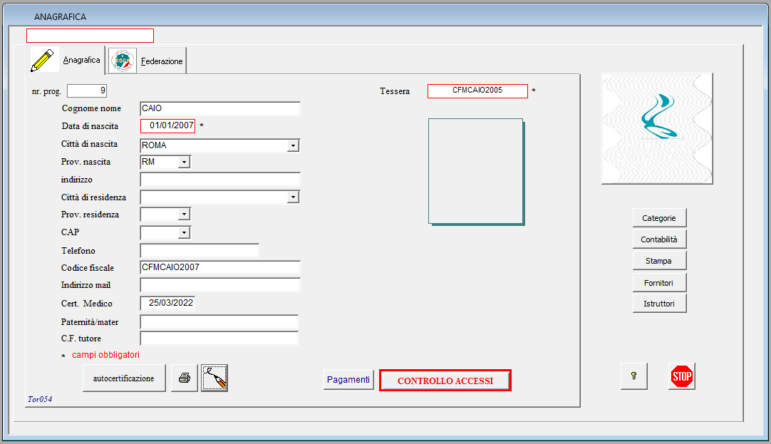 Software palestre C12 con controllo accessi 1.1