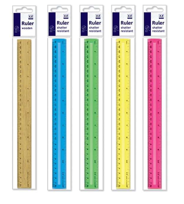 30cm/12'' Strong Plastic Ruler Shatter Resistant School Office Desk Stationery