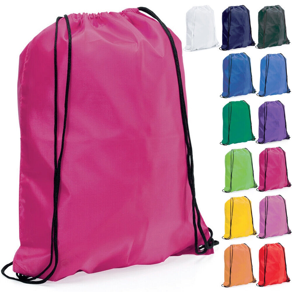 NYLON DRAWSTRING BACKPACK BAG - SCHOOL GYM SPORTS PE BOOKS DANCE - RUCKSACK NEW