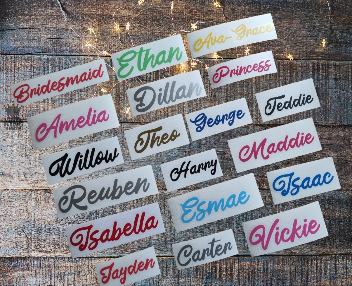 Personalised Vinyl Name Stickers Decal Label Water Bottle Wedding School Winter