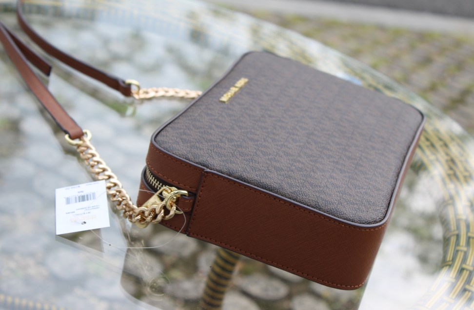 NEW Michael Kors Jet Set MK Signature BROWN EW Crossbody Messenger Bag Large!!