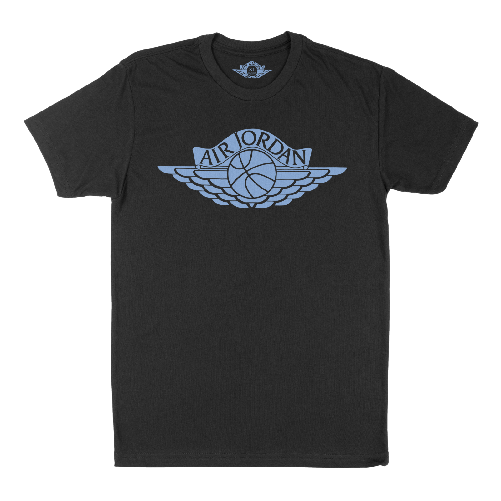 Air Jordan 1 UNC Toe T Shirt - Black/UNC Blue - Retro Wings Logo