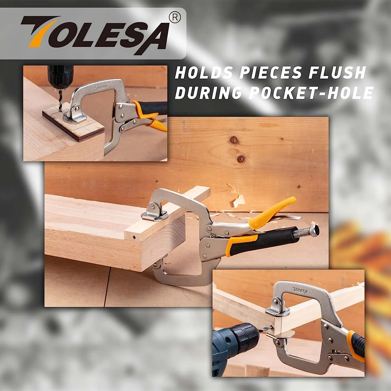 Ağaç İşleme TOLESA için 2 adet Metal yüz kelepçeleri 9 inç cep delik Jig kelepçe ağır C kelepçe seti döner ped ile kaynak kelepçeleri - Görsel 6