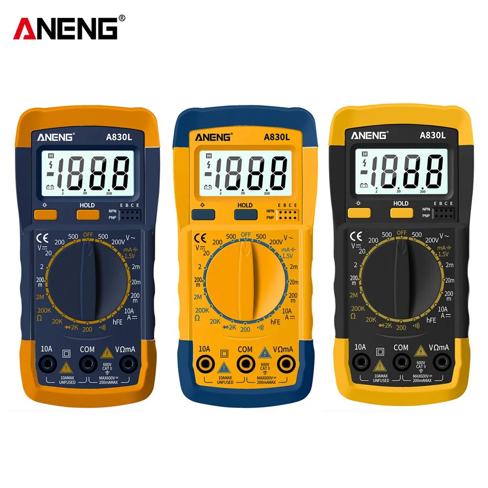 A830L dijital multimetre Amper ölçer LCD DC AC gerilim direnç diyot Multitester Buzzer manuel aralığı ölçüm aletleri