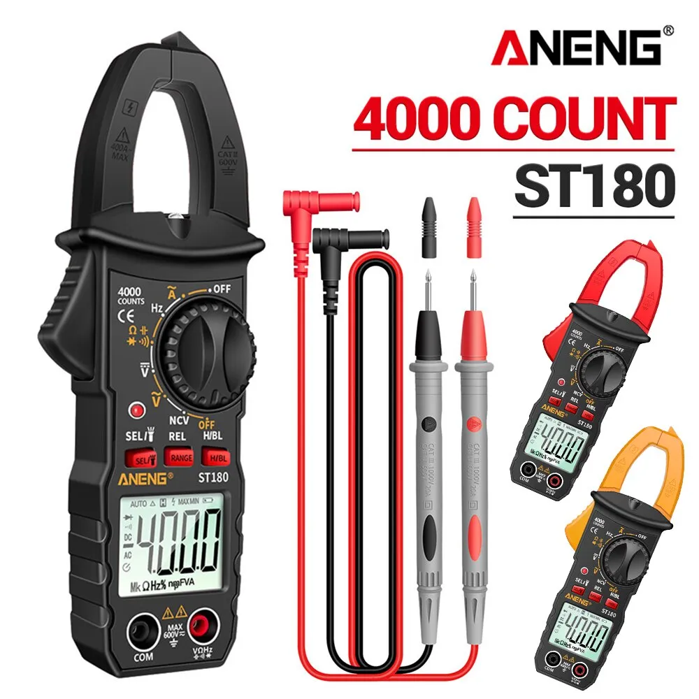 ANENG ST180 4000 sayımları dijital kelepçe metre AC akım multimetre ampermetre voltmetre araba Amp Hz kapasite ncv'deki Ohm aracı