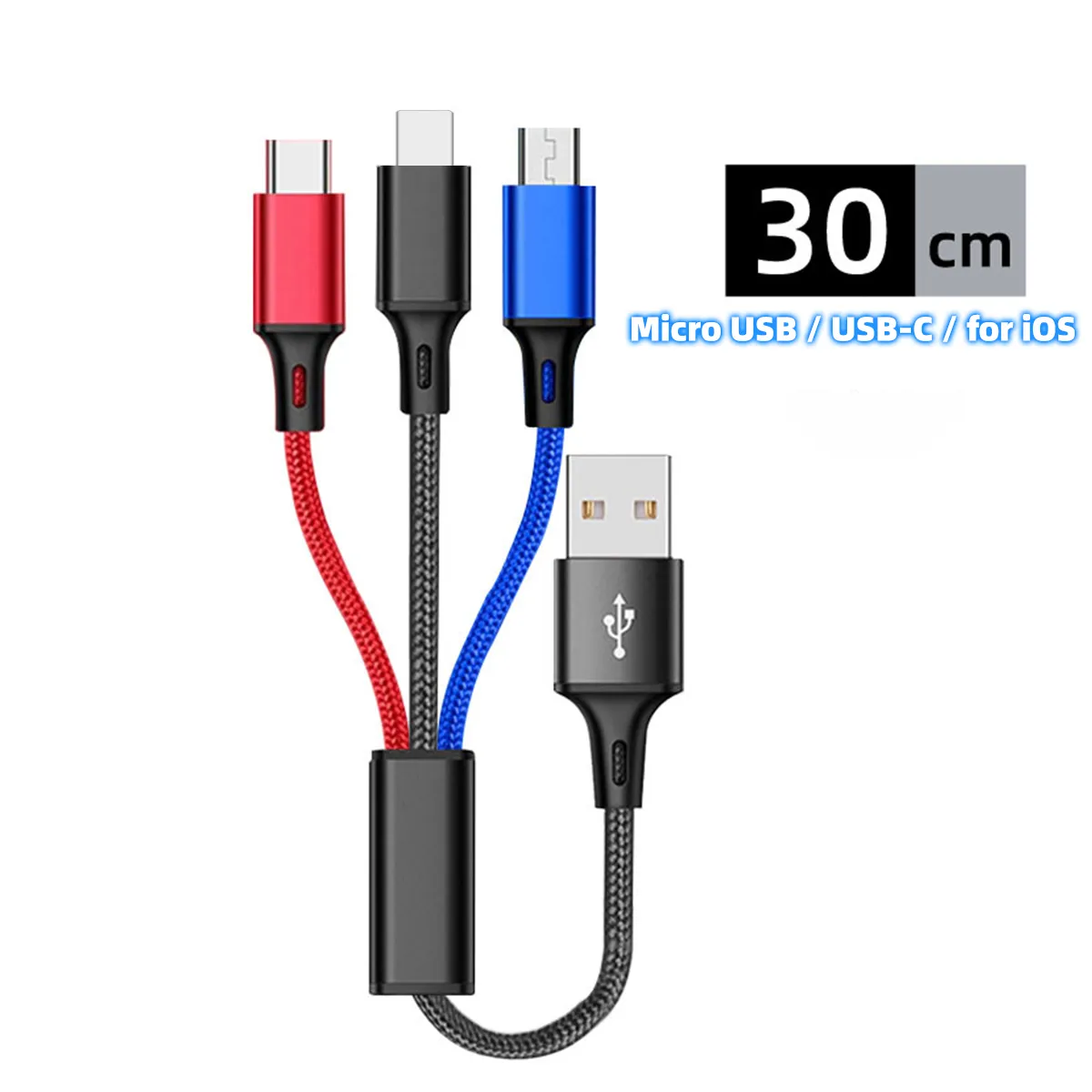 ANKNDO 3 In 1 USB kablosu kısa mikro USB tip C kablo iPhone için 13 12 11 Samsung Xiaomi cep telefon şarj kablosu Mini tel