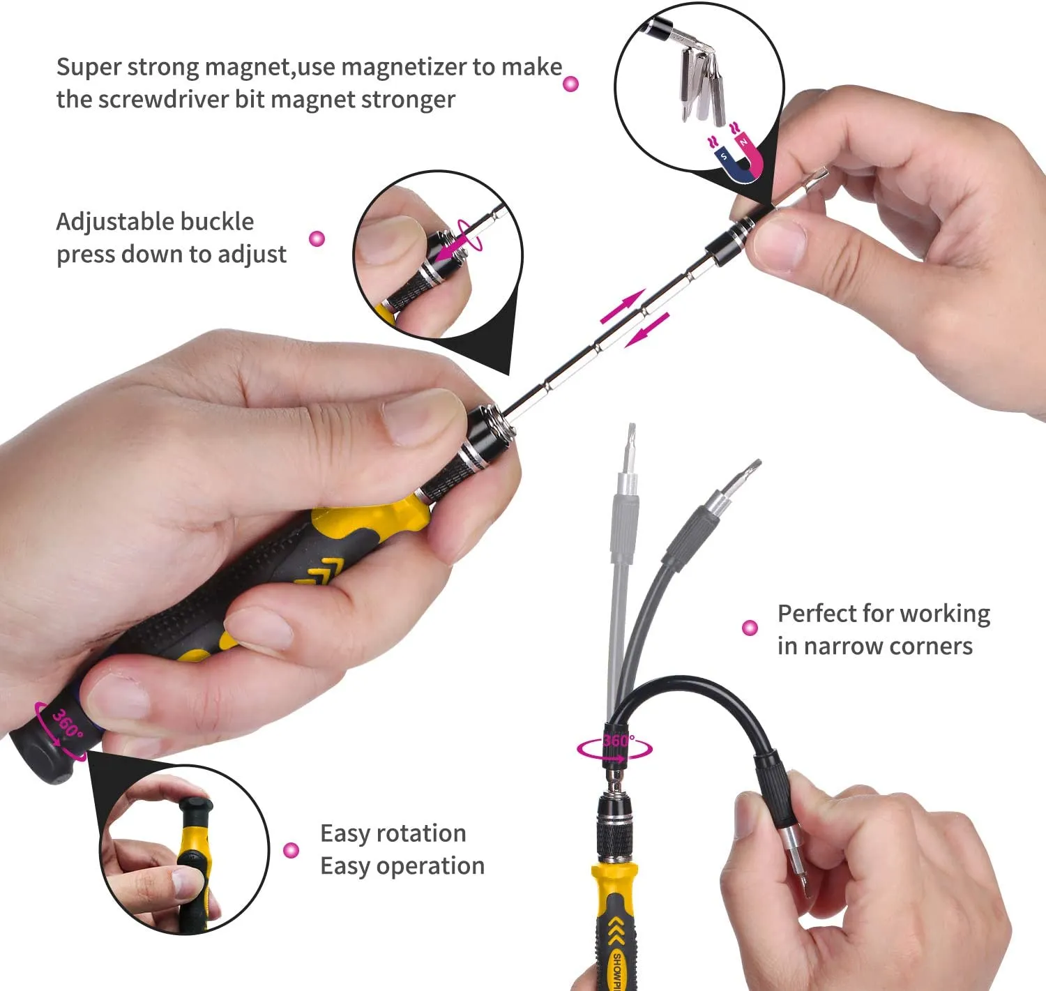 Bilgisayar tamir kiti 120 1 manyetik tornavida seti hassas Torx Phillips Hex bit kiti dizüstü telefon için el aracı - Görsel 3