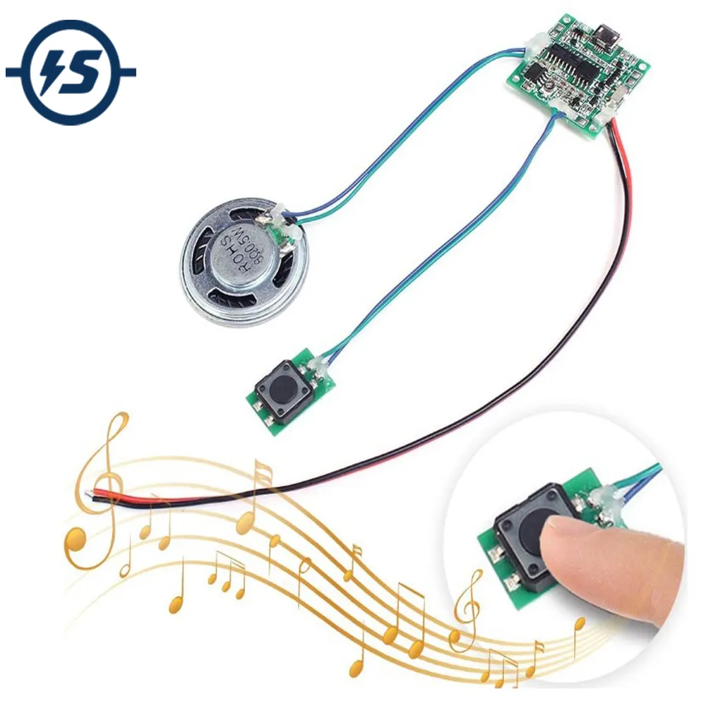 DIY elektronik kiti ses ses kaydedilebilir kurulu MP3 WAV çalar müzik modülü düğmesi/hoparlör tebrik kartı ile ışık kontrolü