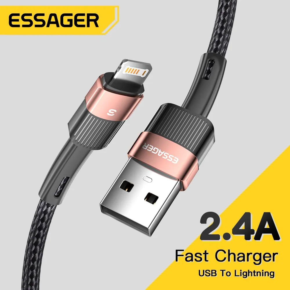 Essager hızlı şarj iPhone için Usb kablosu 11 12 13 Pro Max Mini Xs Xr X SE 8 7 6 artı 6s 5 5s 2.4A tel iPhone için şarj kablosu