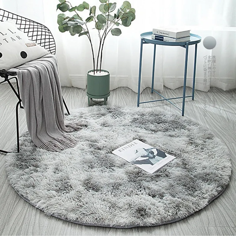 Gümüş kabarcık öpücük kalın yuvarlak halı oturma odası için yumuşak ev yatak çocuk odası peluş Salon dekorasyon