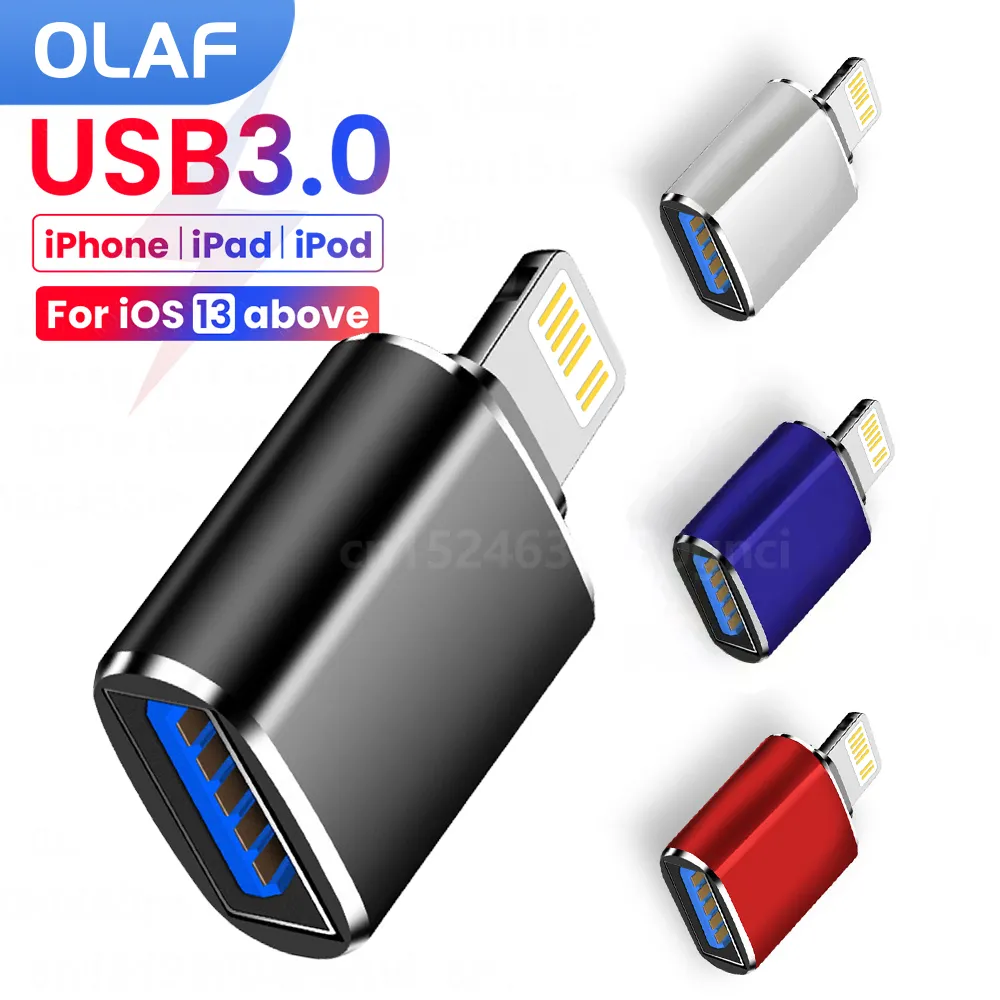 IOS OTG Adaptador için iPhone 14 13 12 11 Pro iPad U Disk aydınlatma erkek USB 3.0 adaptörü iOS 13 için yukarıda