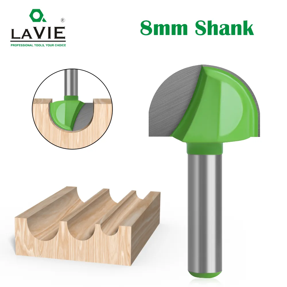 LA VIE 1pc 8mm Shank topu burun sonu değirmen yuvarlak burun Cove CNC freze Bit yarıçapı çekirdek kutusu katı karbür yönlendirici Bit araçları