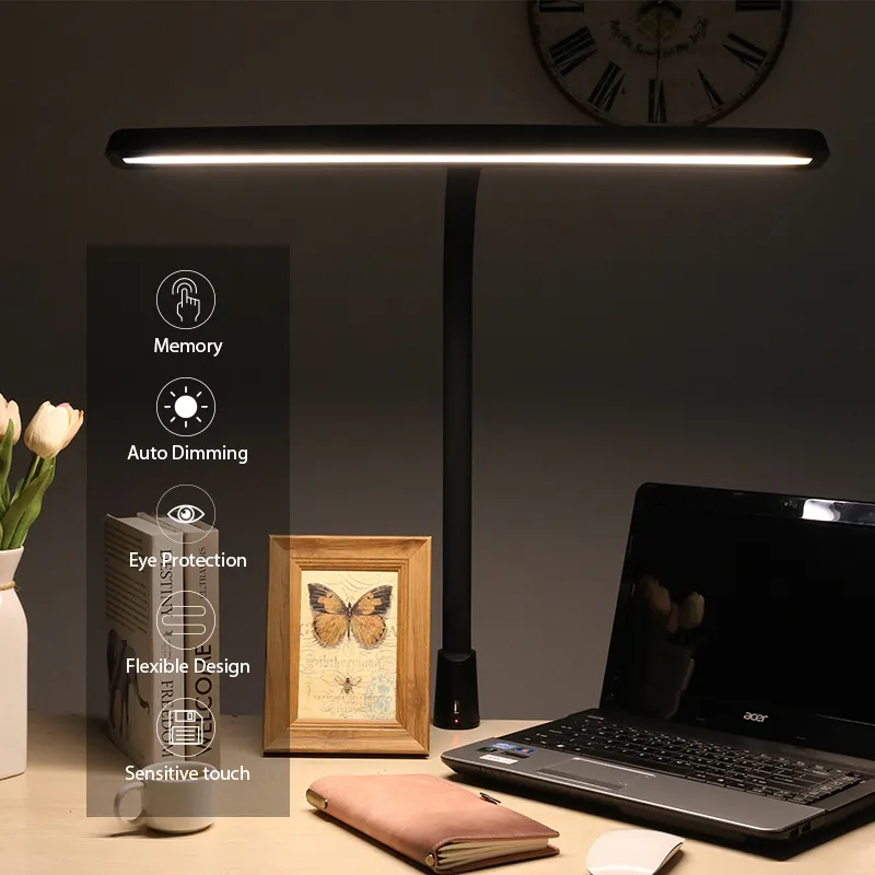 LED masa lambası mimar kelepçe masa lambası 24W parlak tezgah ofis aydınlatma karartma ekran işık monitör stüdyo okuma için
