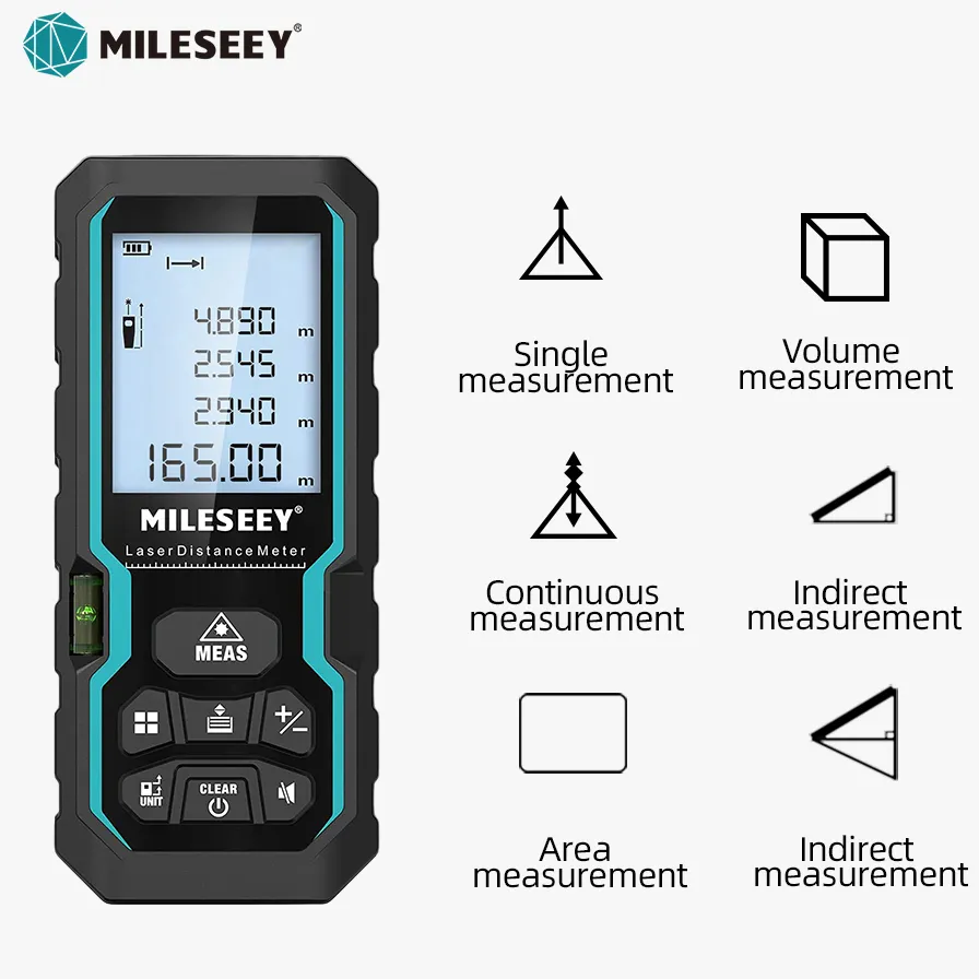 MILESEEY S6 lazer mezura 40M 60M 80M 100M lazer telemetre IP54 elektronik cetvel faydalı ölçüm aracı