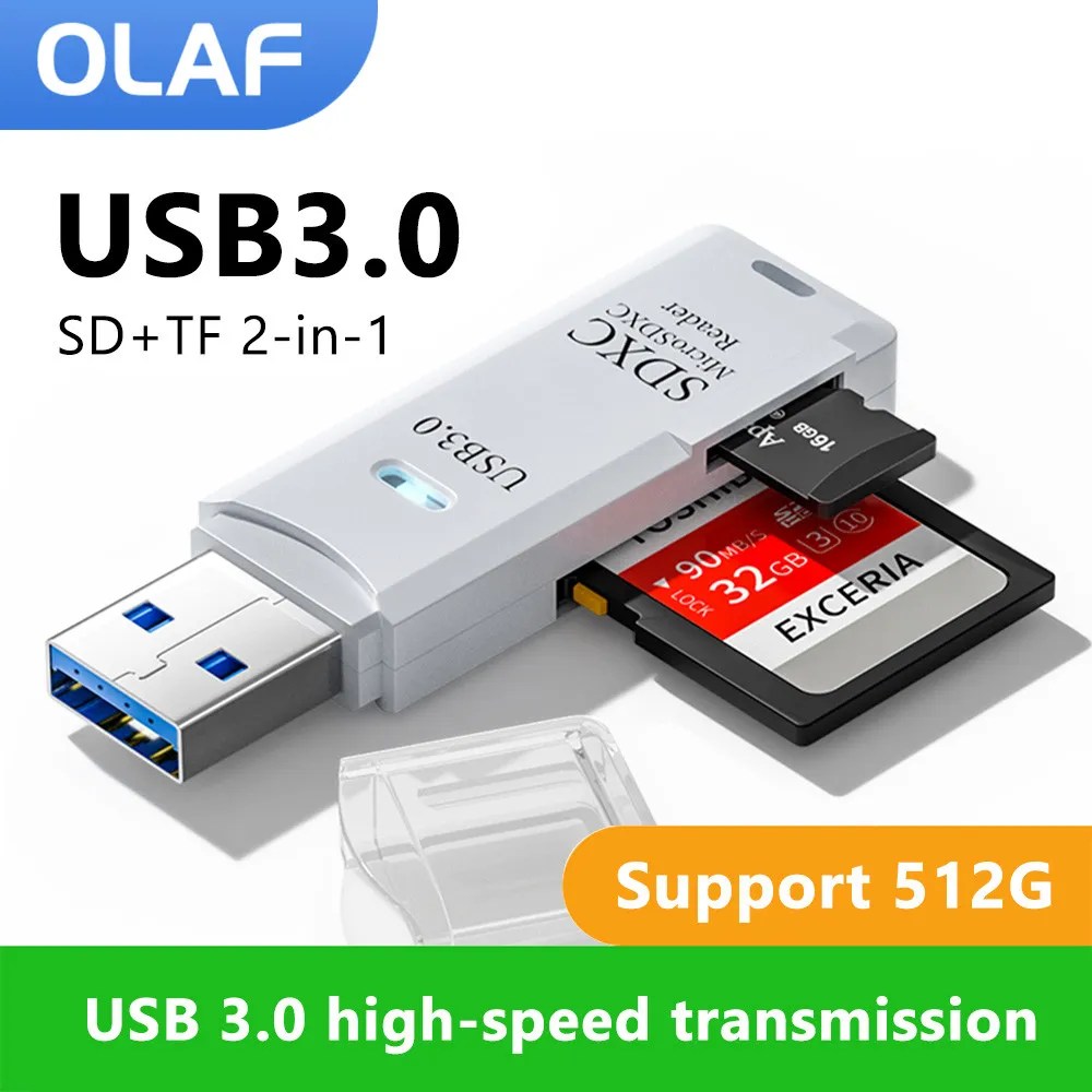 Olaf 2 in 1 USB 3.0 kart okuyucu mikro usb kart okuyucu kart okuyucu USB adaptörü PC için yüksek hızlı Cardreader TF hafıza kartı Laptop aksesuarları