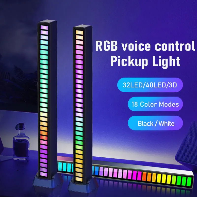 RGB LED şerit işık müzik ses kontrolü için pikap ritim ortam lambası atmosfer gece işıkları Bar araba odası TV oyun dekorasyon
