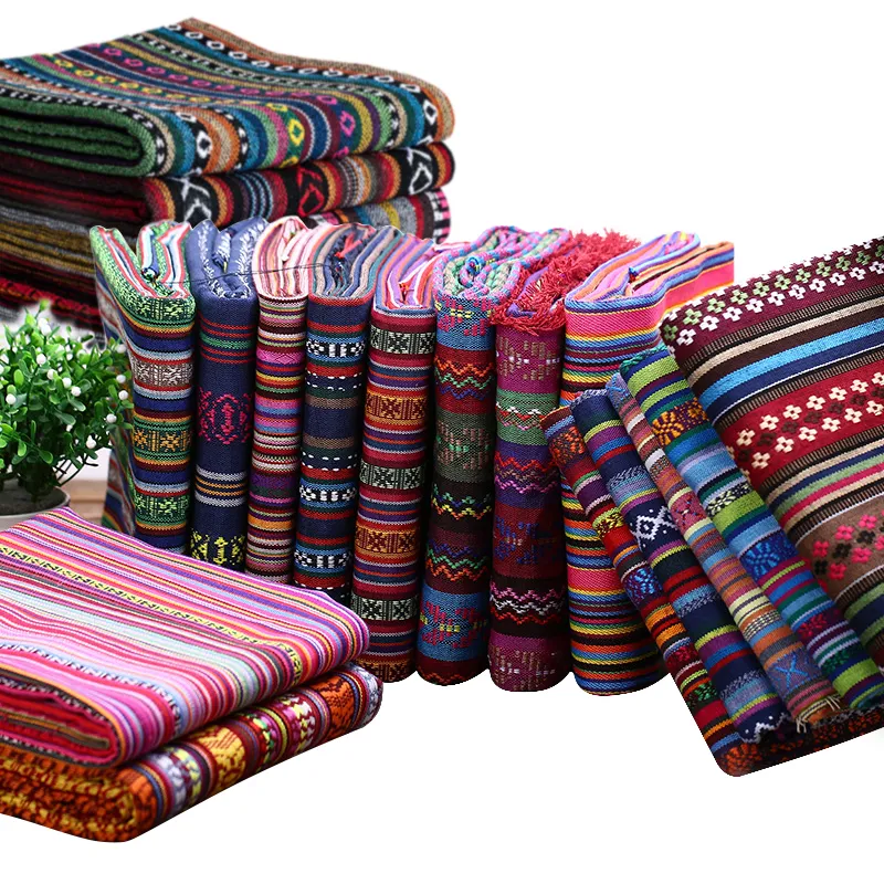 Teramila etnik tarzı pamuklu keten kumaş otel Bar masa örtüsü yastık kanepe kılıfı tekstil Patchwork perde dekoratif malzemeler