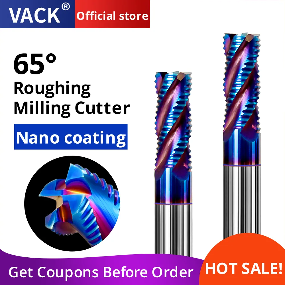 VACK HRC65 kaba freze kesicisi Spiral End Mill karbür Tungsten çelik freze uçları 4 flüt Metal CNC makinesi araçları 6 8 10mm
