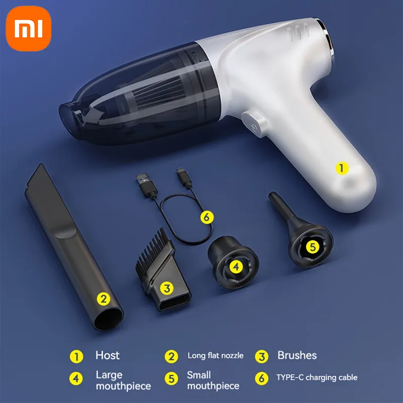 XIAOMI kablosuz araba elektrikli süpürge güçlü emiş toz Catcher el taşınabilir emiş & darbeler 4 in 1 süpürge çift kullanım