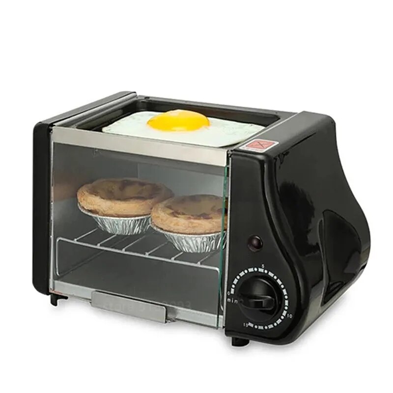 Çok fonksiyonlu mini elektrikli pişirme fırın kızartma fırın ızgara kızarmış yumurta omlet kızartma tavası kahvaltı makinesi ekmek makinesi tost makinesi