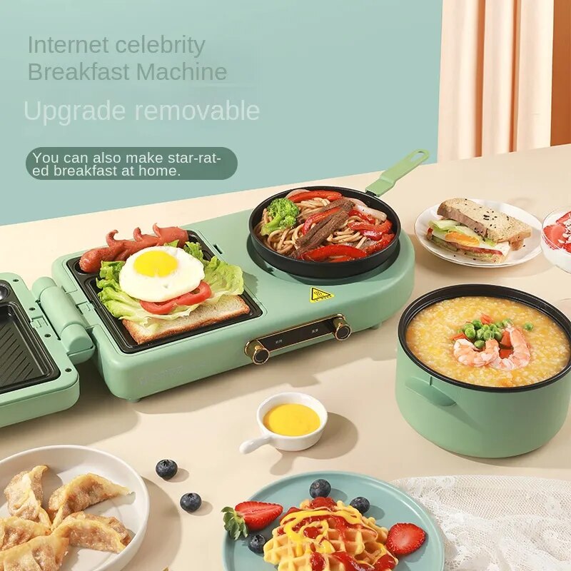 Çok fonksiyonlu sandviç kahvaltı makinesi, küçük ev Waffle makinesi, tost ekmeği makinesi, basın kızartma pişirme makinesi