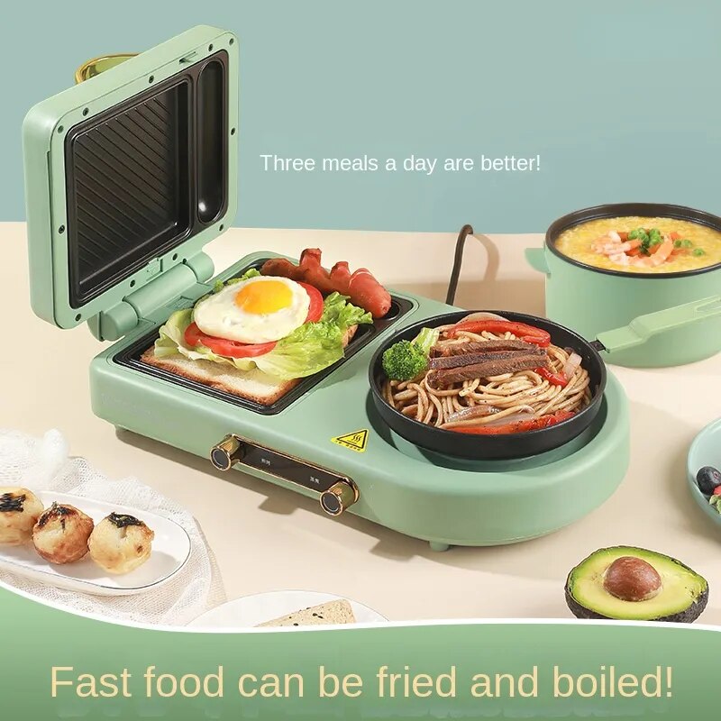 Çok fonksiyonlu sandviç kahvaltı makinesi, küçük ev Waffle makinesi, tost ekmeği makinesi, basın kızartma pişirme makinesi
