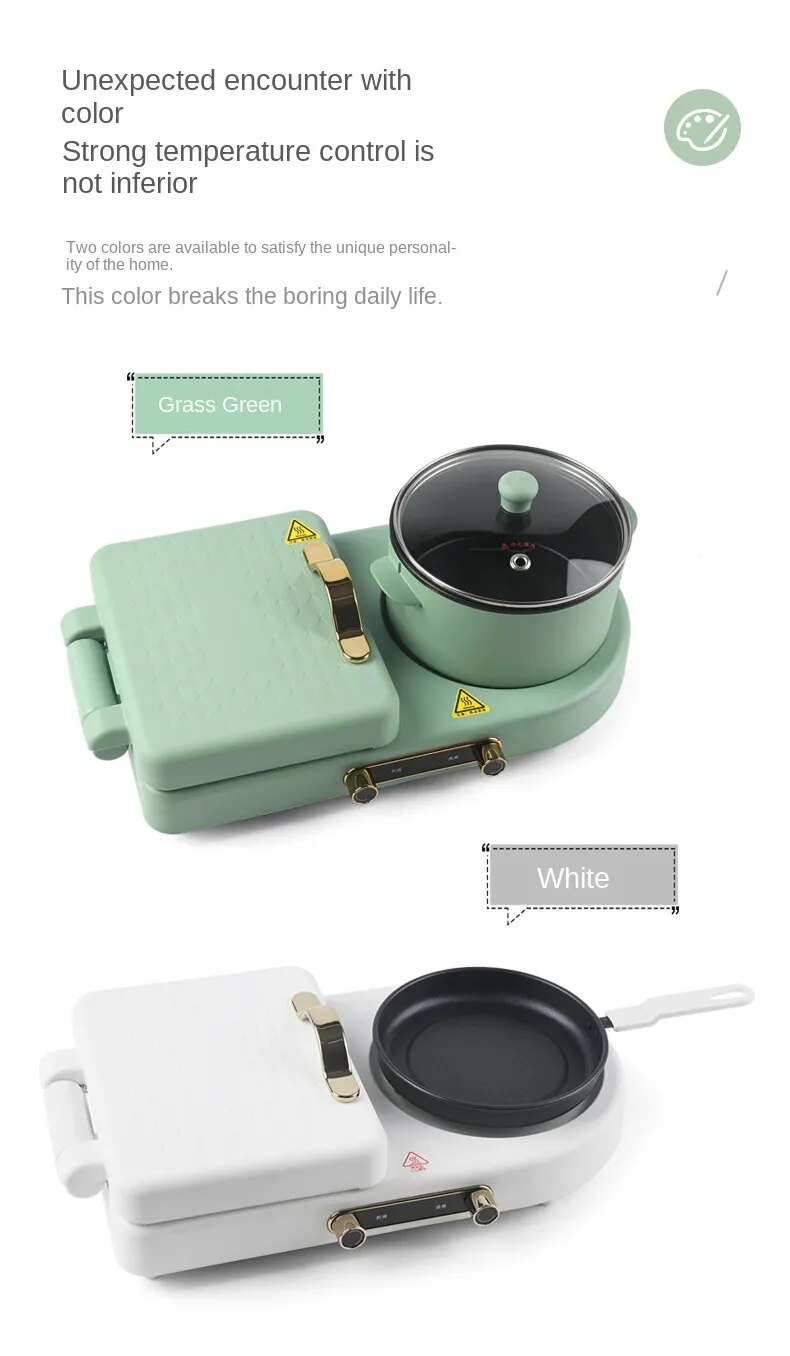 Çok fonksiyonlu sandviç kahvaltı makinesi, küçük ev Waffle makinesi, tost ekmeği makinesi, basın kızartma pişirme makinesi - Görsel 5