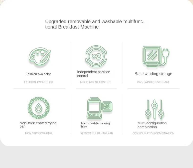 Çok fonksiyonlu sandviç kahvaltı makinesi, küçük ev Waffle makinesi, tost ekmeği makinesi, basın kızartma pişirme makinesi - Görsel 6