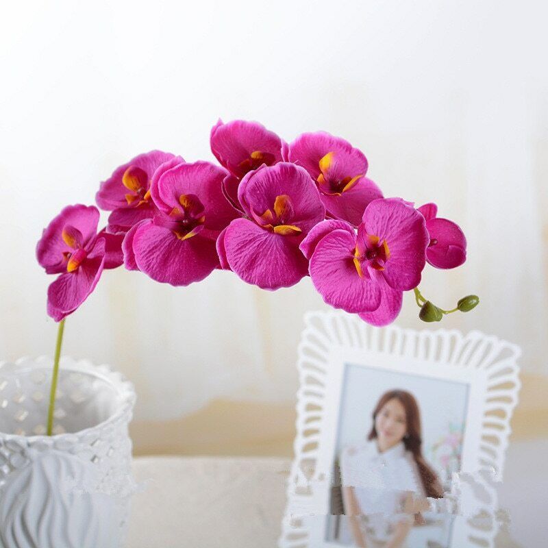 Home 1Pcs Fake Flower Artificial Orchid Silk Phalaenopsis Wedding Garden Decor