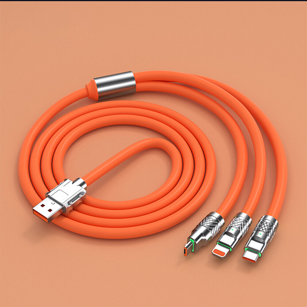 3 in 1 120W Super Fast Charging Data Cable Charge Line USB C For iPhone Android - Görsel 4