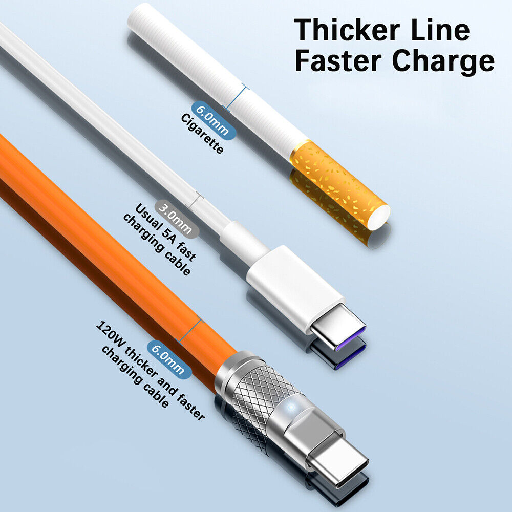 3 in 1 120W Super Fast Charging Data Cable Charge Line USB C For iPhone Android - Görsel 5