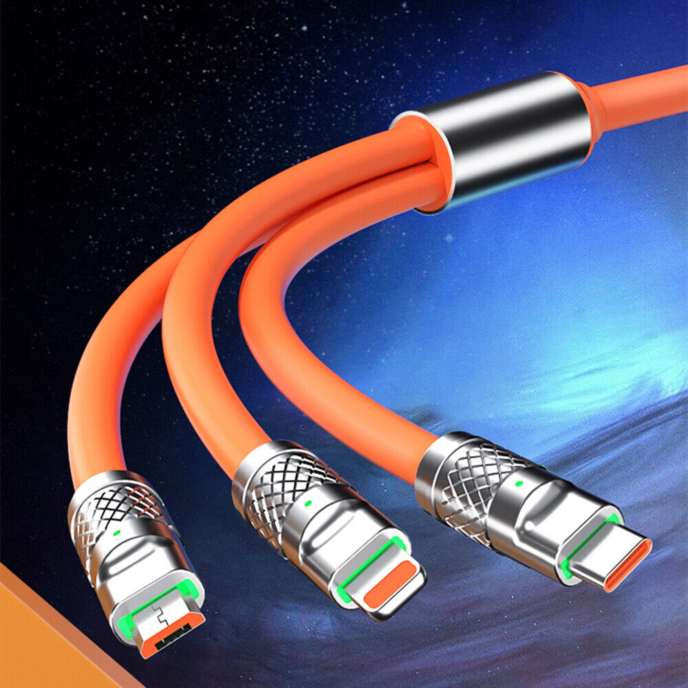3 in 1 120W Super Fast Charging Data Cable Charge Line USB C For iPhone Android - Görsel 7