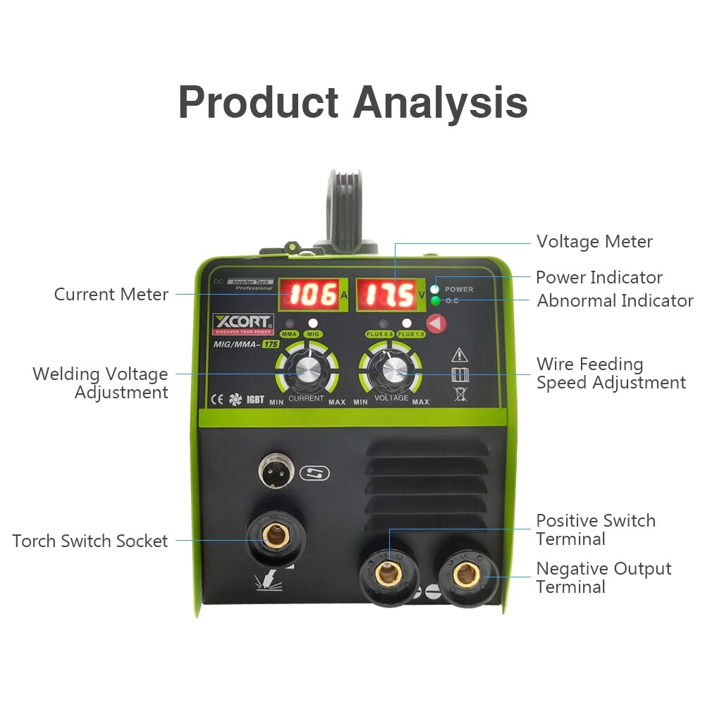110V / 220V MIG MMA 175 KAYNAK MAKINESİ elektrik yarı otomatik olmadan gaz kaynakçı kaynak ekipmanları ile 0.5kg akı çekirdek teller - Görsel 2