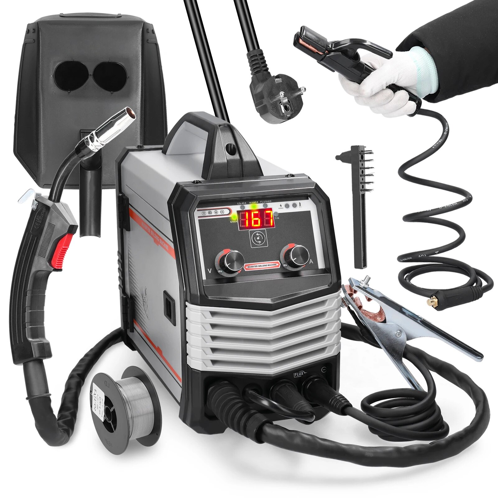 4in1 MIG MMA MAG TIG-160C invertör kaynakçı çok amaçlı taşınabilir elektrikli kaynak makinesi akıllı kaynakçı