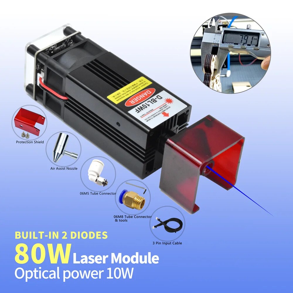 80W/40W lazer gravür modülü başkanı odak sabit CNC mavi işık modülü CNC lazer kesim için gravür markalama makinesi ahşap araçları