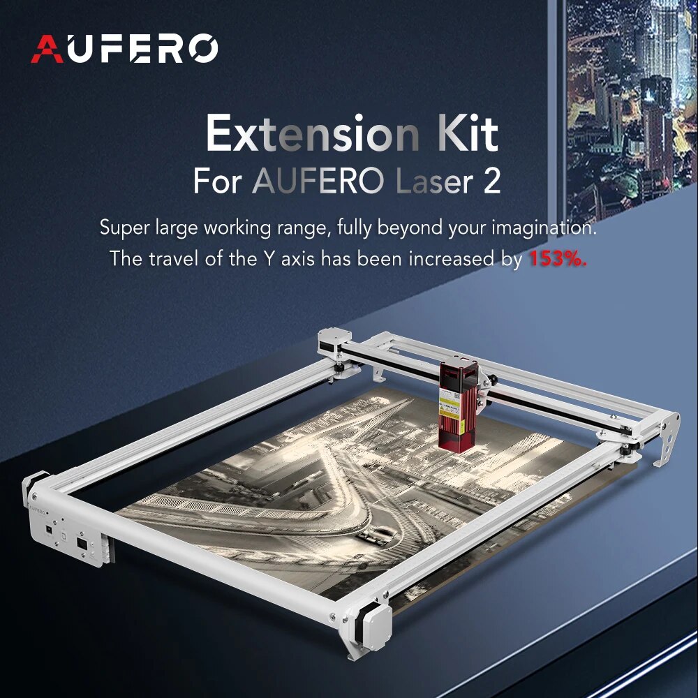Aufero 2 lazer ana y-eksen uzatma kiti gravür alanı genişletmek için 600x390mm oyma kesme makinesi masaüstü kesici aracı