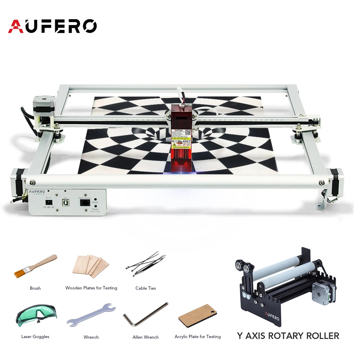 Aufero 2 lazer gravür 15,000mm/dak kesici DIY araçları Metal Logo işaretleme ahşap akrilik Lase gravür kesme doğrama makinesi
