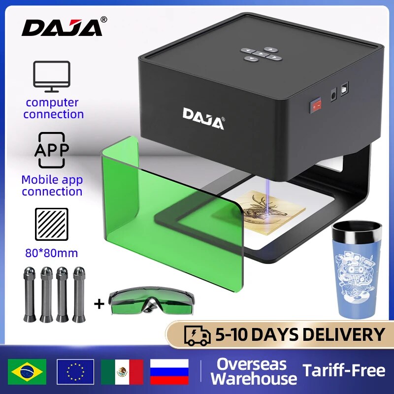 DAJA DJ6 3W ağaç İşleme ahşap plastik kağıt Mini lazer oyma makinesi için DIY Logo metin desen