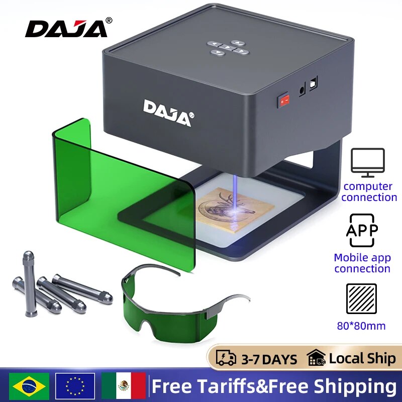 DAJA lazer gravür CNC Diy DJ6 lazer oyma makinesi 3000mw hızlı Mini Logo işareti yazıcı kesici ağaç İşleme ahşap plastik