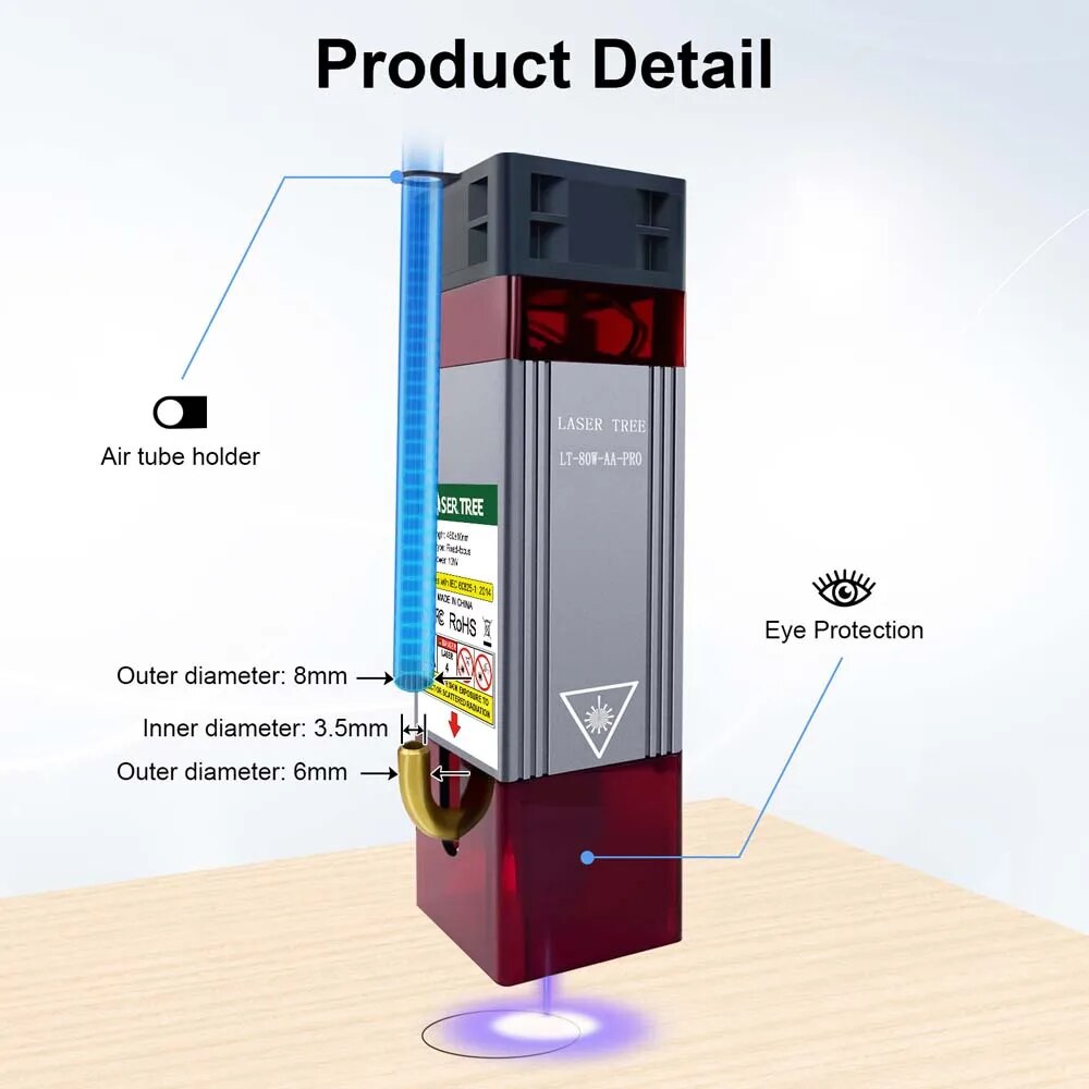 Lazer ağacı 20W 40W 80W lazer modülü 450nm lazer kafası mavi lazer için CNC lazer oyma kesme makinesi ahşap çalışma DIY araçları