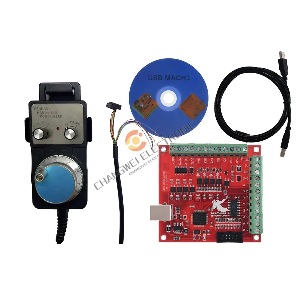 Mach3 100k 4 eksen hareket kontrol kartı + 4 eksen MPG ağaç İşleme gravür Machin için CNC işleme kiti CNC kontrol kartı USB arayüzü