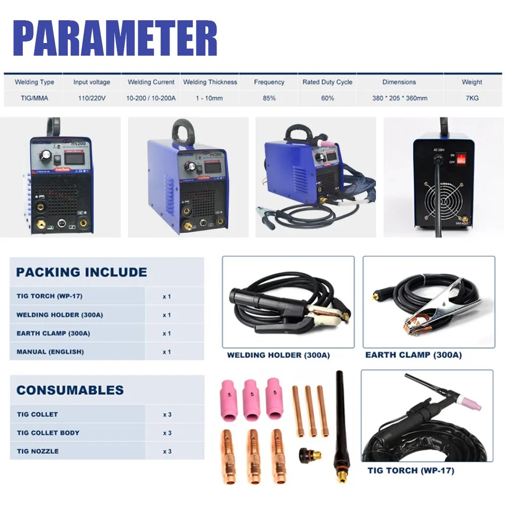 Tig KAYNAK MAKINESİ IGBT DC Inverter dijital kaynakçı makinesi MMA TIG kaynakçı yarı otomatik 2 in 1 elektrik Argon kaynak
