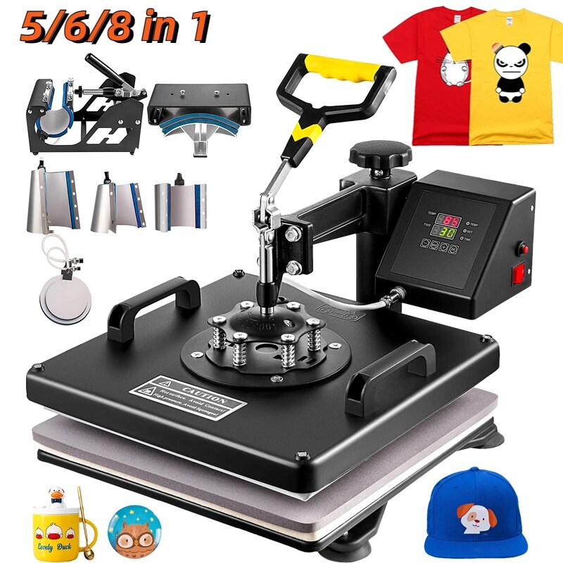 VEVOR Combo isı basın makinesi 5/6/8 in 1 30*38CM 38*38CM muntifonksiyonel süblimasyon yazıcı transferi için kupa şapka plaka T-Shirt