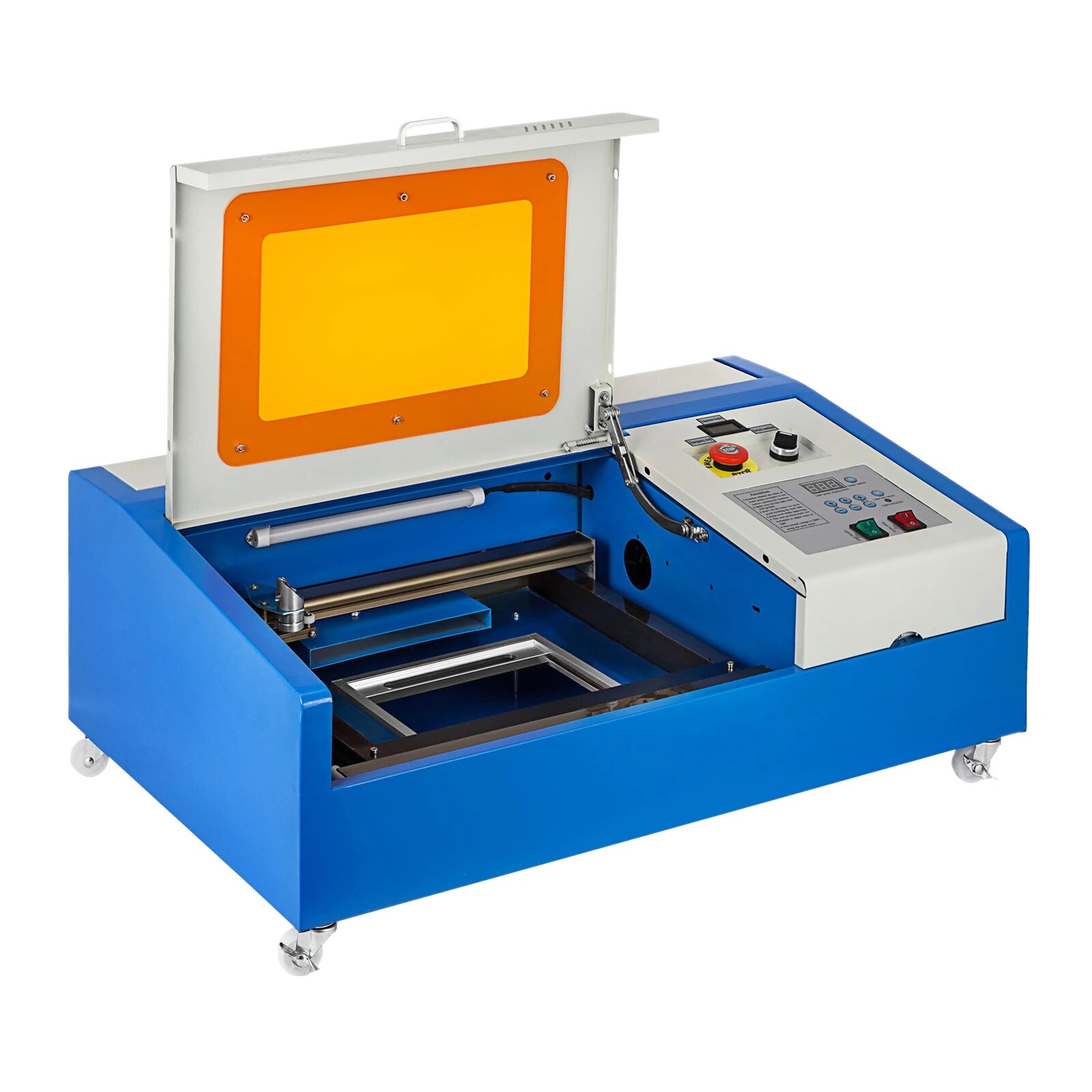 VEVOR yükseltilmiş 40W CO2 lazer gravür K40 3020 lazer oyma kesme makinesi LCD ekran döndür tekerlekler ağaç İşleme freze