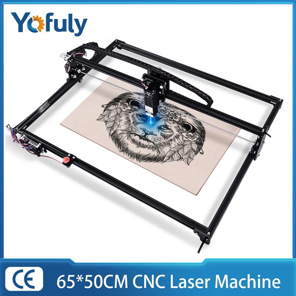 Ücretsiz kargo yeni CNC 6550 2 eksenli oyma makinesi çalışma alanı 65*50cm 20w lazer gravür acil Stop ile kesim ahşap MDF