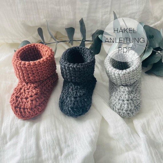 Crochet pattern I baby shoes I slippers I instructions - Görsel 1