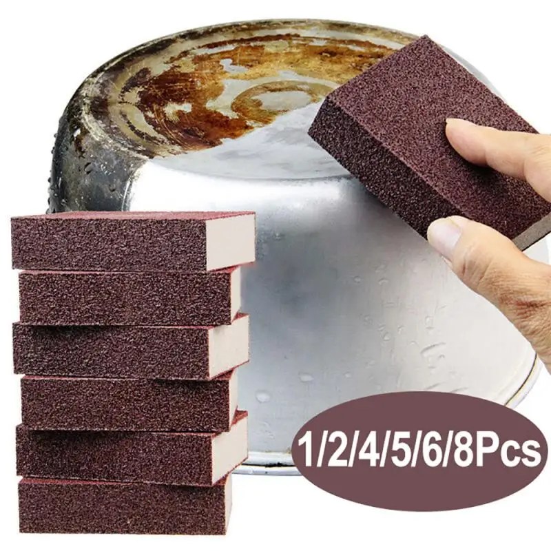 1 ~ 10 adet 2/4/sünger silgi Carborundum pas temizleme fırçası kireç sökücü temiz ovmak ocak Pot mutfak süngeri için - Görsel 5