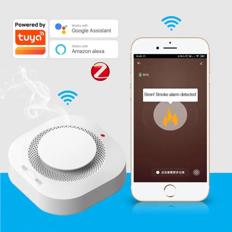 1/10 adet Tuya akıllı Zigbee duman dedektörü akıllı yangın alarmı ilerici ses fotoelektrik duman sensörü Tuya Zigbee Hub ile çalışmak