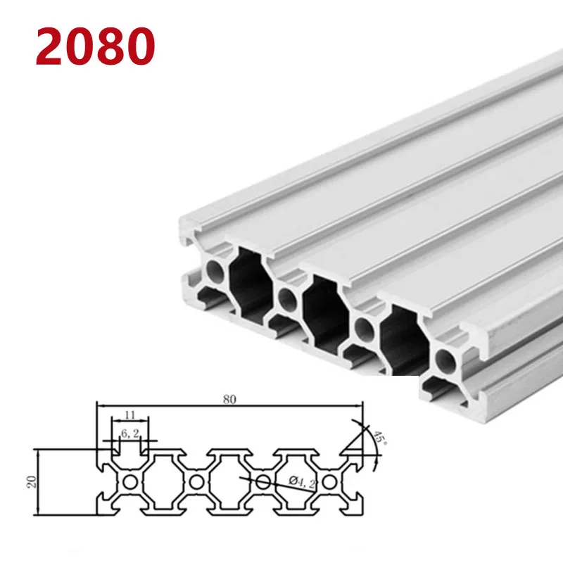 1/2 adet/grup 2020 2040 2060 2080 20100 alüminyum profil ekstrüzyon 100mm-500mm uzunluk doğrusal ray DIY için 3D yazıcı tezgah CNC