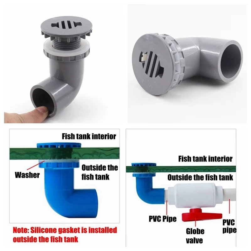 1 ~ 20 adet I.D 20 ~ 50mm akvaryum balık tankı drenaj bağlantı PVC boru bağlantı parçaları bahçe sulama su deposu dirsek su drenaj konnektör
